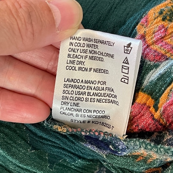 Patrons of Peace Maxi Dress Women's XS Floral Boho Short Sleeve with Belt Green - Picture 8 of 11